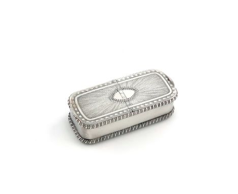 A George III silver double snuff box, by Matthew Linwood, Birmingham 1812, rounded rectangular form, gadroon borders, with tw