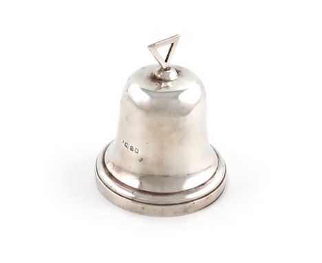 A commemorative silver table bell, makers mark worn, London 1918 plain conventional form, inscribed 'Silver Wedding 6th July 