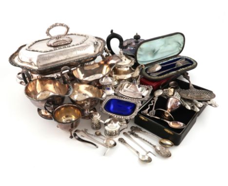 A mixed lot,comprising silver items: a Georg Jensen silver-gilt and enamel spoon,1977, cased, another Jensen spoon, a cased f