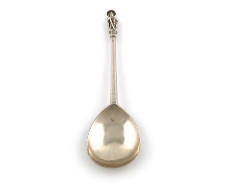 A Mary I silver Apostle spoon, St. James the Greater, maker's mark of a crescent enclosing a star, probably for Nicholas Bart