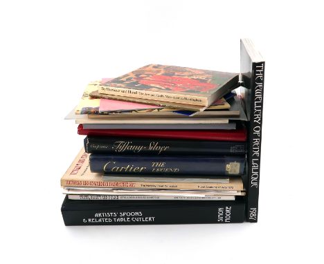 A collection of reference books on Art and Crafts and modern silver, including Moore, S. Artists' Spoons and Related Table Cu