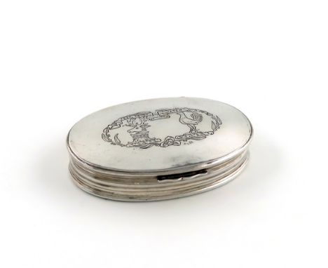 By Omar Ramsden, an Arts and Crafts silver snuff box, London 1929, also engraved 'Omar Ramsden Me Fecit', oval form, spot-ham