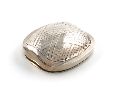 A George III silver snuff box, incused mark NE for Nicholas Edwards, London 1801, modelled as a stylised turtle shell, intert