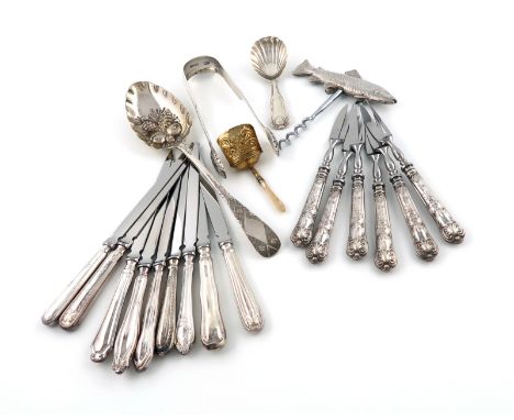 A mixed lot of silver items,various makers and dates,comprising: a George III King's Pattern caddy spoon, by William Eley I &