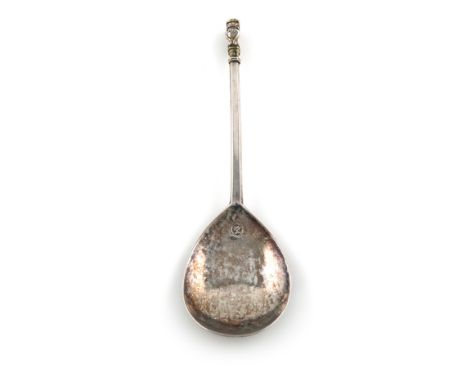 A James I West Country silver Lion Sejant spoon, by William Bartlett, Exeter circa 1611, the reverse of the fig-shaped bowl w