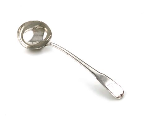 A George III silver Fiddle and Thread pattern soup ladle, by Eley and Fearn, London 1805, the terminal with a crest, length 3