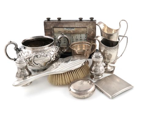 A mixed lot of silver items,various dates and makers,comprising: a two-handled sugar bowl, by the Barnards, London 1853, embo