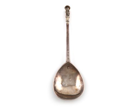 A James I silver Apostle spoon, St. Jude,probably by John Saunders, London 1616,fig-shaped bowl, faceted tapering stem, engra