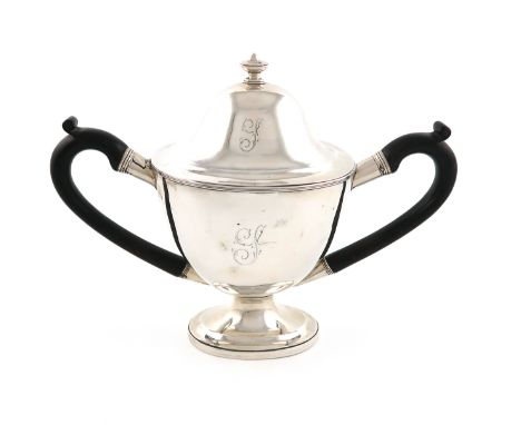 A George III two-handled silver egg warmer,by Cornelius Bland, London 1793,oval form, scroll handles, with a hinged cover to 