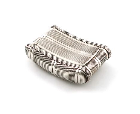 A George III silver snuff box, by Lea and Co., Birmingham 1816, shaped rectangular form, reeded decoration, gilded interior, 