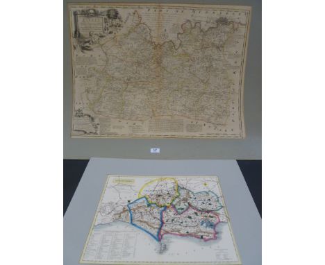 E Bowen & T. Kitchin, a partly coloured engraved map of Surrey, a double page from The Large English Atlas, published by Wein