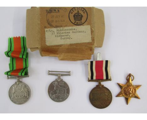 WWII boxed medal group, Italy Star, War Medal and Defence Medal, Police Special Constabulary Medal named to "ASST SERGT. ERIC