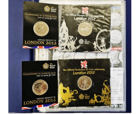 Coin album consisting of 29, 2012 Olympic 50p's with 4 x &pound;5 coins and Handover to Rio &pound;2