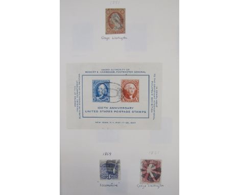 USA stamps: Three books of mint &amp; used from 1851 to 1990s with some earlier issues and much of later including mini-sheet