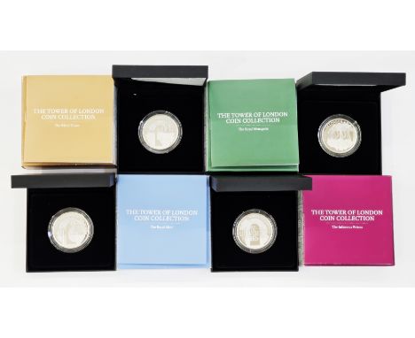 Royal Mint Silver Proof Coins (4), The set of the Tower of London Coin Collection, each &pound;5 Coin is FDC within the origi