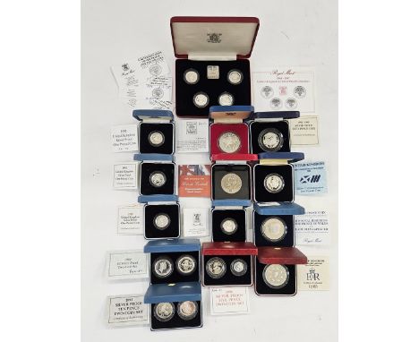 A collection of Silver Proof Coins (14), 1984-1987 &pound;1 Silver Proof Collection, 1986 Commonwealth Games &pound;2, 2204, 