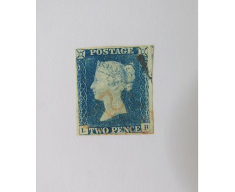 GB Stamp: QV 2d Blue &lsquo;LB&rsquo;, red Maltese Cross, 4 margins, repaired tear, SG 5 Cat &pound;1250