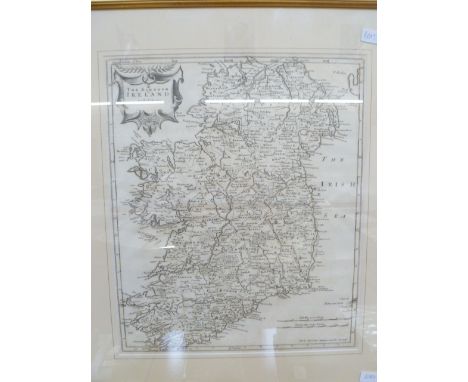 Four maps by Robert Morden - 'Map of the Kingdom of Ireland' sold by Abel Swale and John Churchill, 40 x 34 cm, framed and gl