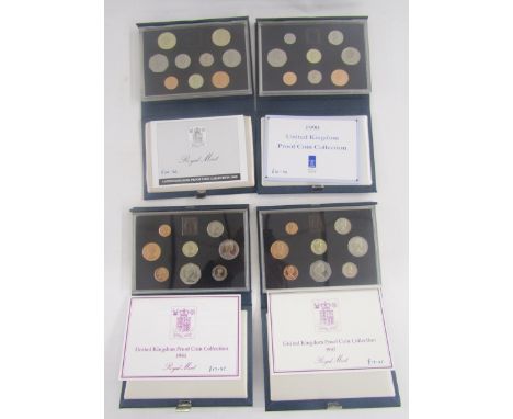 Royal Mint Proof Sets (4) 1983, 1984, 1990 &amp; 1989, sets do not have outer casing, certificates have been written on