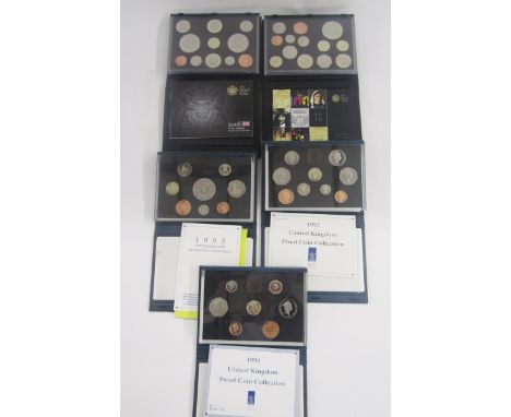 Royal Mint Proof Sets (5), 2008,&nbsp; 2010, 1993, 1992, 1991 (1990's proof sets certificates have been written on)