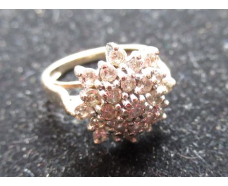 9ct yellow gold diamond cluster ring, K 1/2, stamped 00.1, 9K, 4.6g 