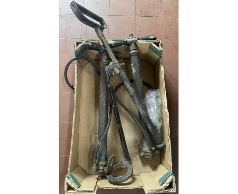 Three vintage stirrup pumps 
