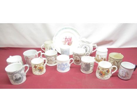 Collection of Queen Victoria coronation ware inc. Cups, Jugs and a plate(17) 