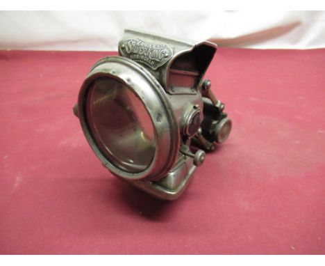 JOS. Lucas Ltd Birmingham 'Silver King' - oil fed bicycle lamp on pivoted mount, nickel-plated case with green and red filter