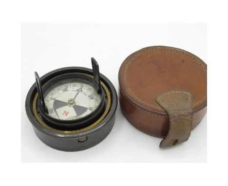 Early C20th small boat compass, in lacquered brass gimbled mount, with two hinged sighting markers dial bearing Regd. no. 355