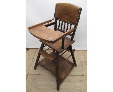 Child's vintage folding high chair/walker, W55cm D50cm H100cm 