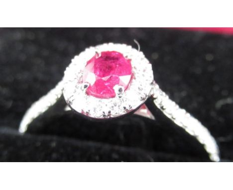 Platinum set ruby and diamond ring of approx. 80points 