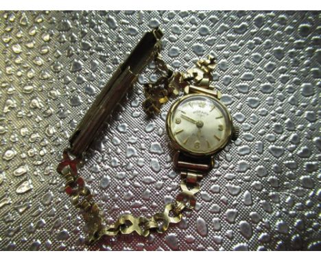 1970's ladies rotary gold cased hand wound wristwatch on matching bracelet, case and bracelet both hallmarked 9.375. rotary 2