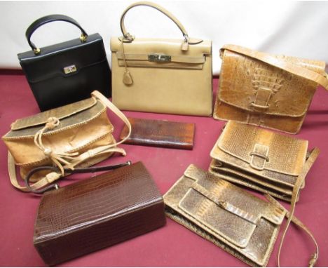 Vintage handbags including crocodile skin and fashion (8) 