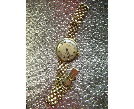 1960's ladies 9ct gold cased presentation rotary hand wound wristwatch on original 9ct gold bracelet with deployment clasp an