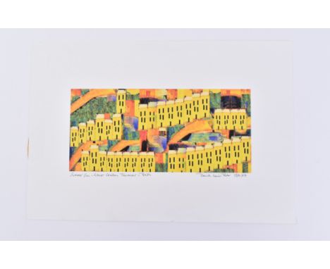 David Lewis-Bale (British school) - 'Summer Sun, Lower Camden Terraces, Bath' - a 21st century print depicting a Bath archite