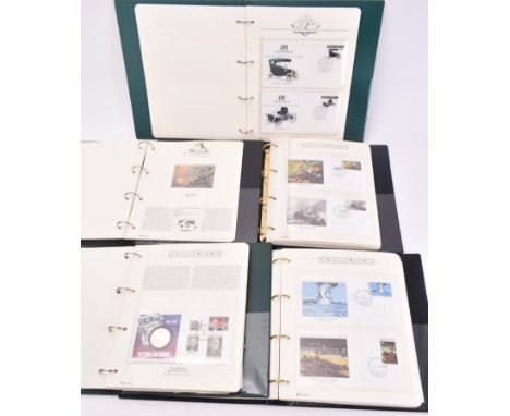 A collection of vintage 20th century UK &amp; foreign commemorative stamps albums. The lot to include a Classic Car Heritage 