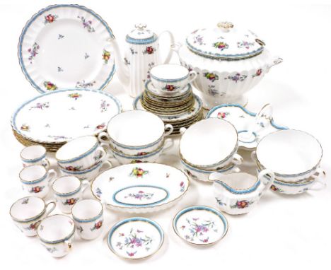 A Spode porcelain part dinner, tea and coffee service, decorated in the Trapnell Sprays pattern, comprising a soup tureen and