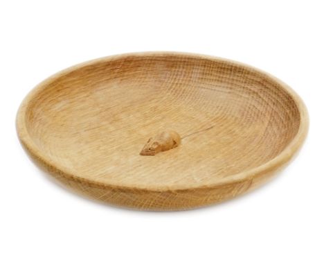 A Robert Thompson of Kilburn Mouseman bowl, carved centrally with mouse, 28.5cm diameter.