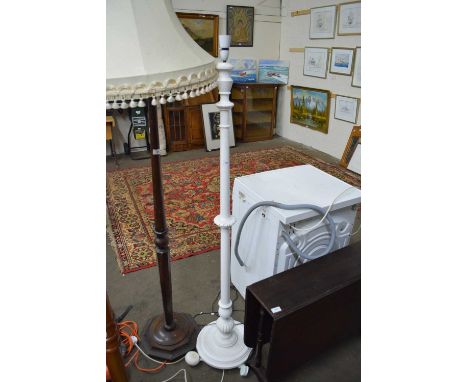 WHITE PAINTED TURNED WOODEN STANDARD LAMP
