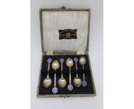 WILLIAM HAIR HASELER, A SET OF SIX KING EDWARD VIII SILVER COMMEMORATIVE COFFEE SPOONS, the terminals decorated with a profil