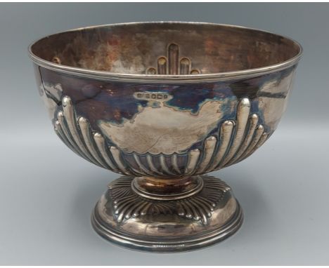 A Victorian silver rose bowl of half lobed form, Sheffield 1897, Jams Dixon and Sons, 20ozs, 21cms diameter 