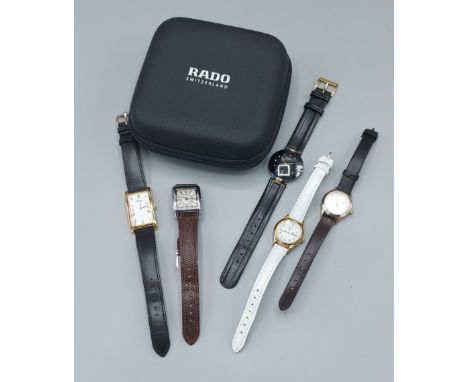A Rado ladies wristwatch, number 129.4077.4N together with four other ladies wristwatches 