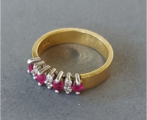 An 18ct gold Ruby and diamond set band ring, 5.2gms 