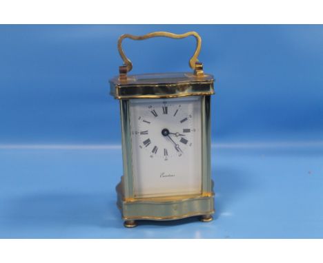 A BRASS EURO TIME CARRIAGE CLOCK
