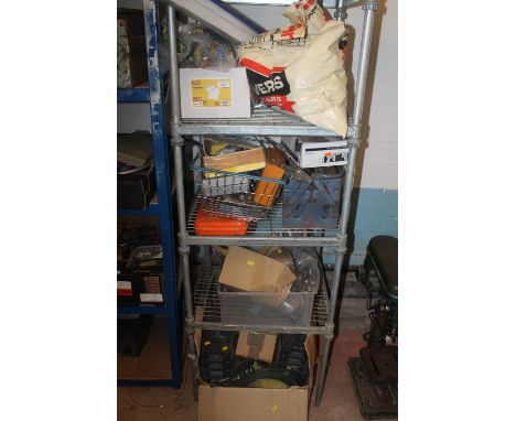 A LARGE QUANTITY OF ASSORTED TOOLS (CONTAINED IN FOUR SHELVES, SHELVING NOT INCLUDED)
