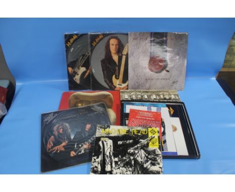 A QUANTITY OF ASSORTED RECORDS TO INCLUDE DEF LEPPARD, MACHINE HEAD, LED ZEPPELIN, ROLLING STONES ETC
