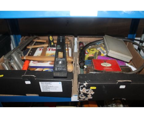TWO BOXES OF ASSORTED TOOLS ETC