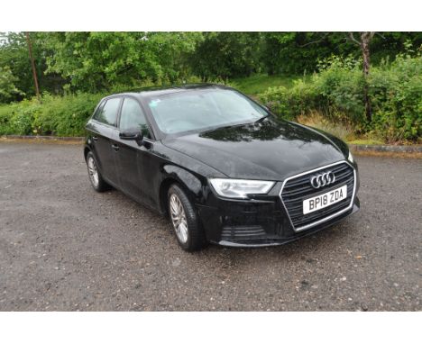 A 2018 AUDI A3 SE TECHNIK TDI S-A FIVE DOOR HATCHBACK CAR in black, 1846cc diesel engine, automatic gearbox, V5C present, one