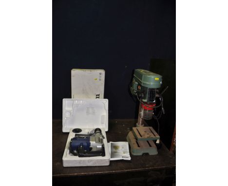 A NU TOOL PILAR DRILL 58cm HIGH (PAT pass and working) a Peter Gee Scroll saw (PAT fail due to uninsulated plug but working, 