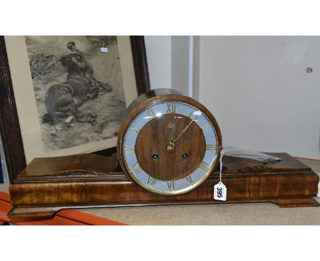 ONE MANTEL CLOCK AND FRAMED PRINT OF WARHORSE SCENE, comprising a framed print entitled 'Good-Bye Old Man': an incident in Fl